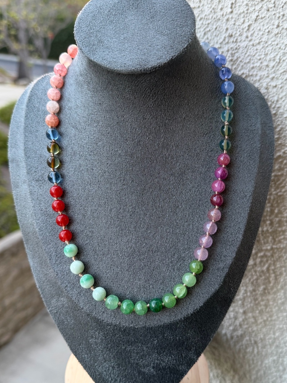 Multicolor Beaded Necklace with Gold-Tone Clasp - Picture 2 of 4